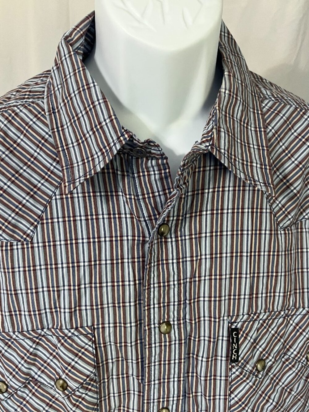 🤠 Cinch Men’s Y2K Sawtooth Shirt L Blue Brown Modern Fit Western Cowboy ✨